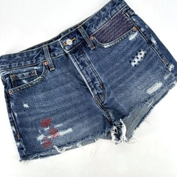 Old Navy OG Short Button Fly Hi Rise Patriotic Embellished Jean Shorts Size 4 - Picture 1 of 8